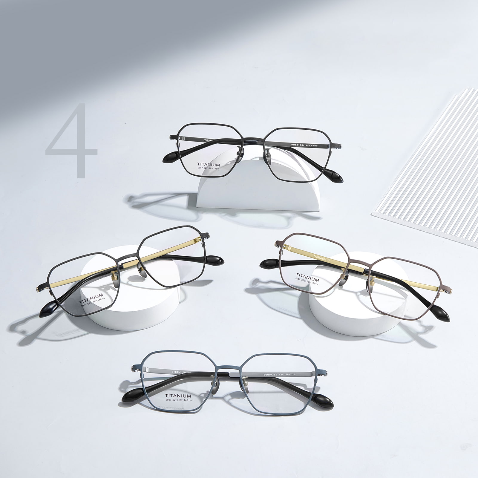 9057 Ochelari personalizați cu tăietură hexagonală din titan pur