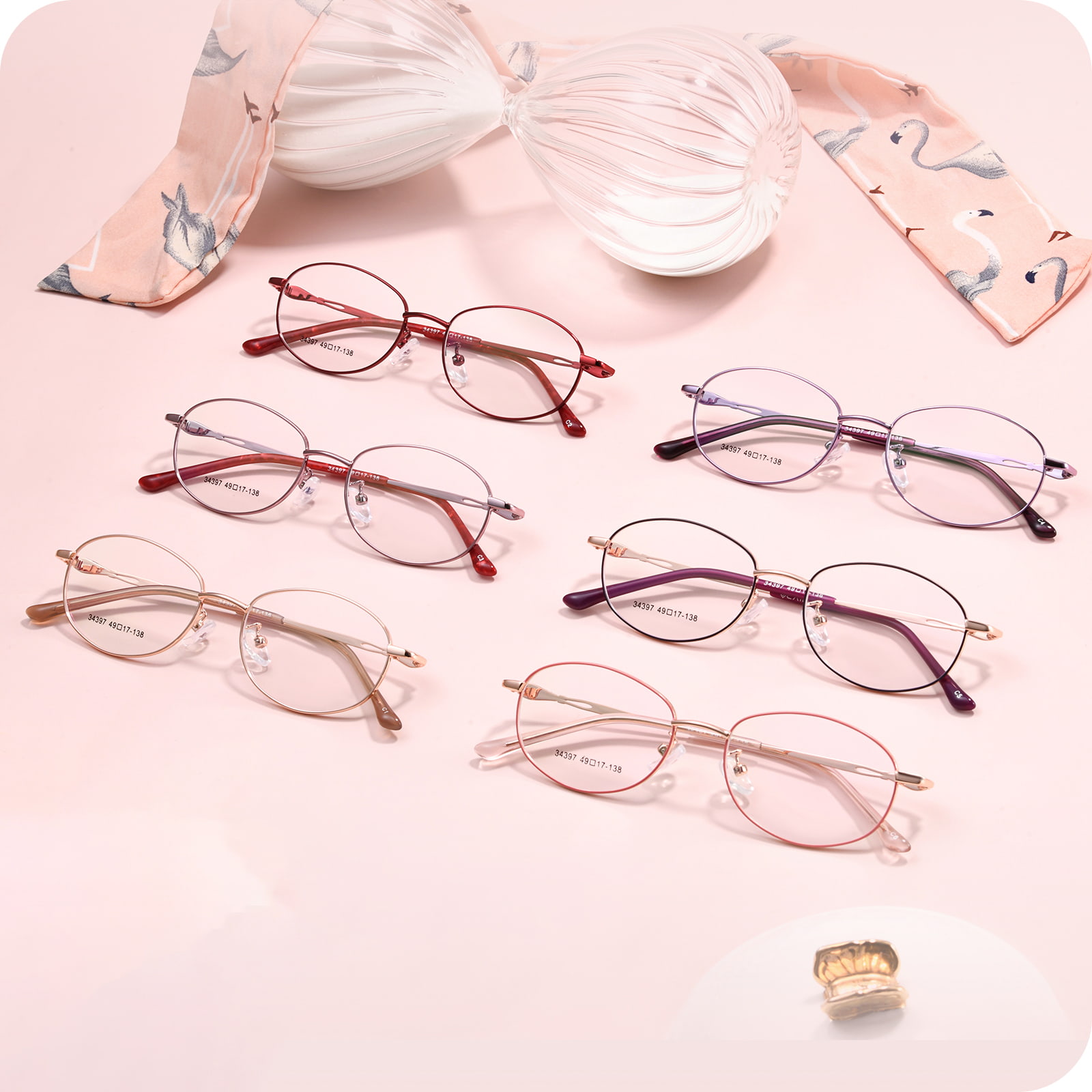 34397 Ochelari de zi cu cadru complet ovali din aliaj