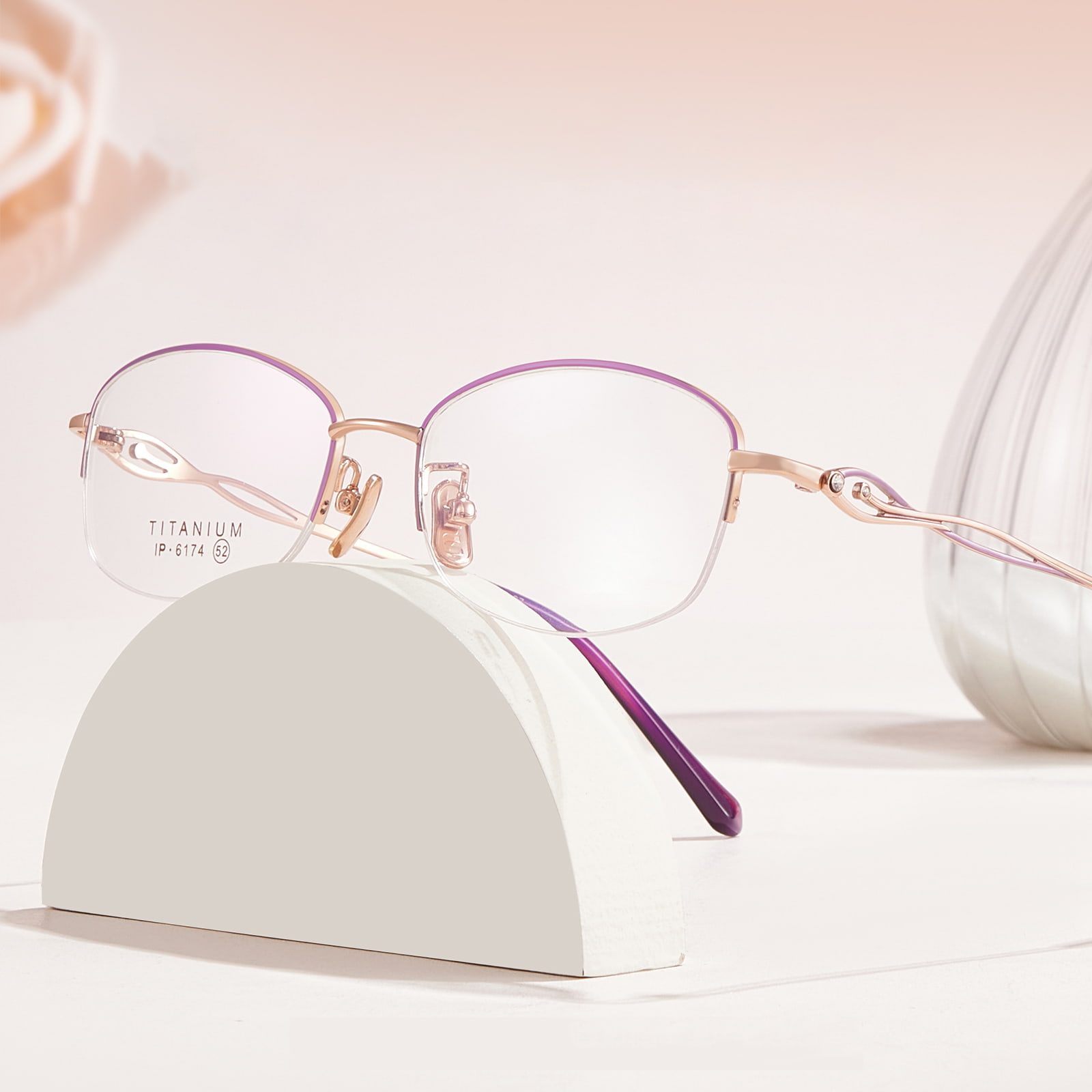 6174 Ochelari de titan pur diamant cu jumătate de camă