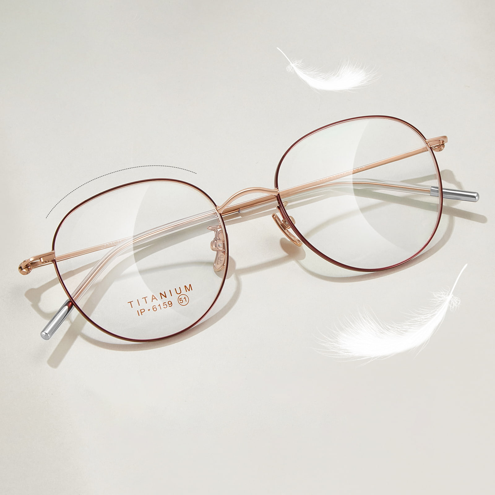 6159 Ochelari ovali din titan fin