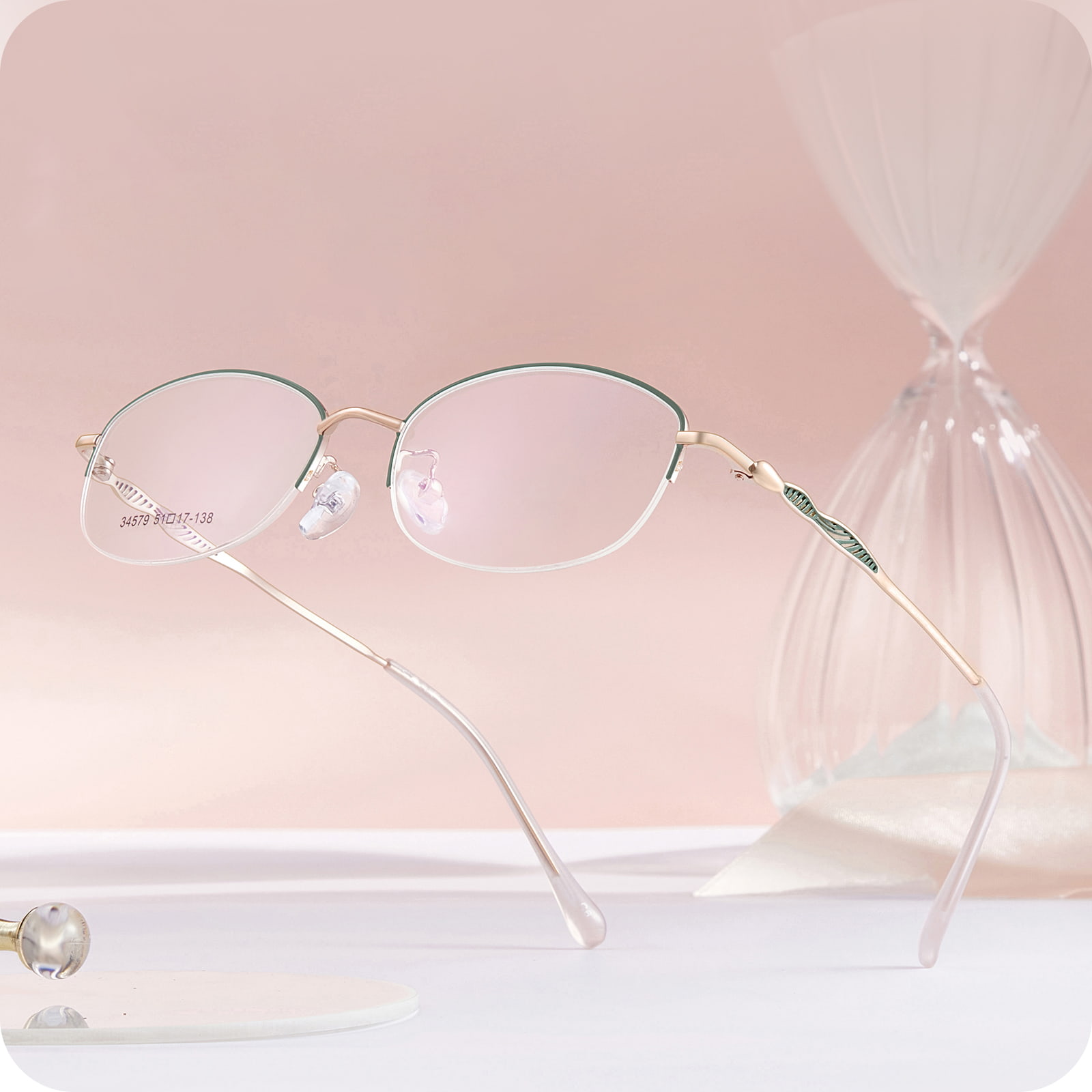 34579 Ochelari Office Asymmetric Hollow Line din aliaj