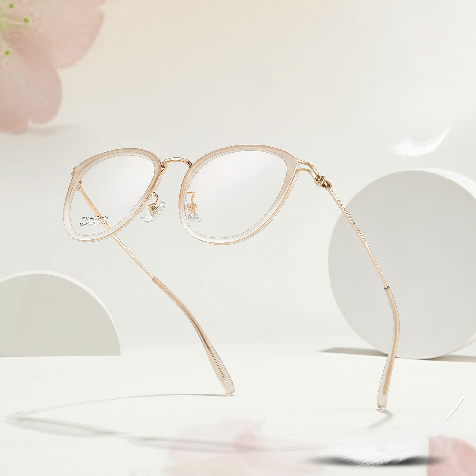 M6184 Artistic Gold Glue Ochelari de titan Hollow β