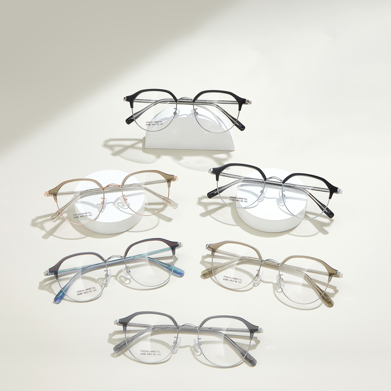 8086 Ochelari de lectură zilnic cu cadru oval din aliaj