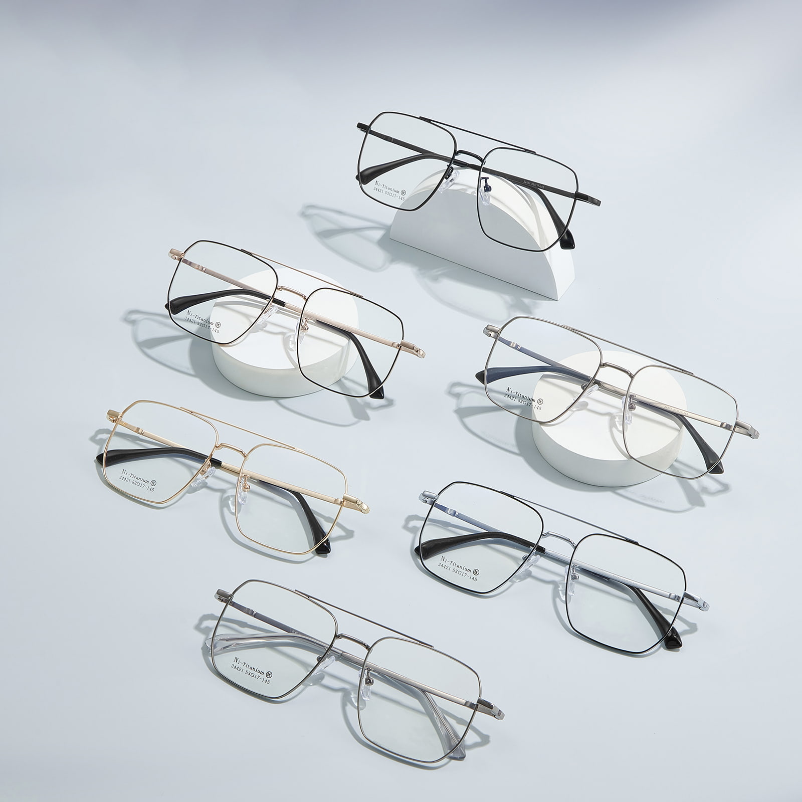 34421 Ochelari din aliaj mați cu ramă pătrată dublă