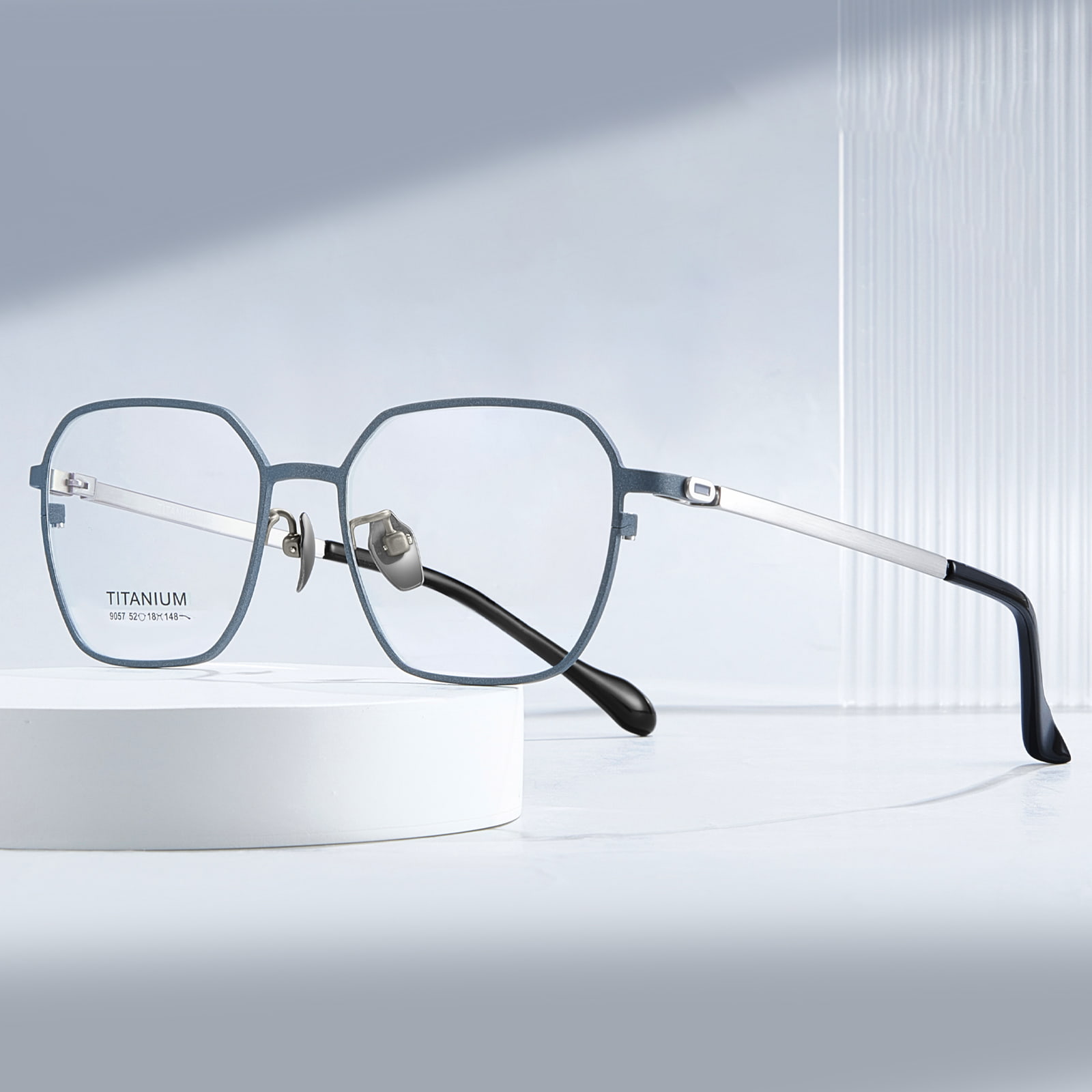 9057 Ochelari personalizați cu tăietură hexagonală din titan pur