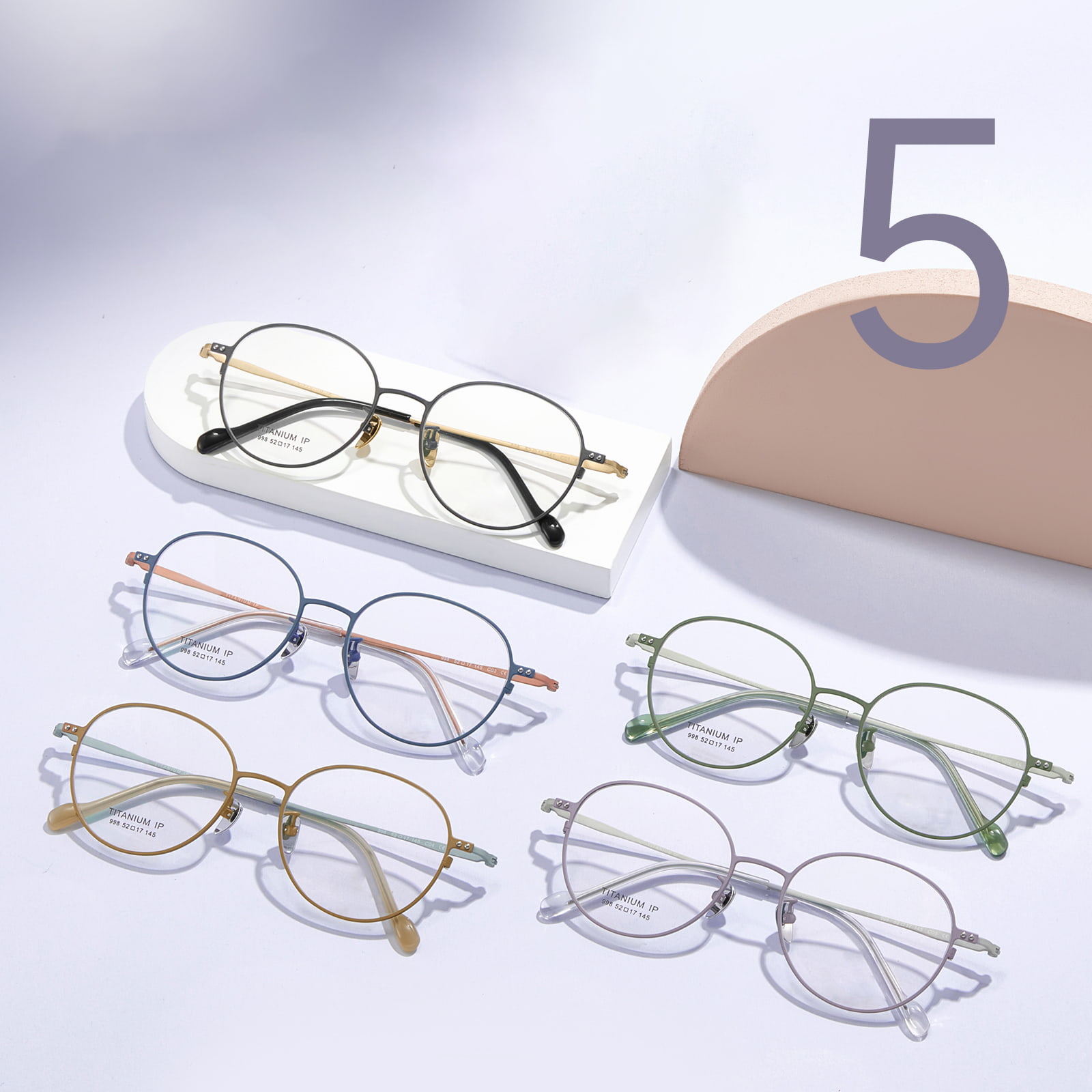 998 Cadru ultra-subțire Placă de cristal Capac pentru picioare Ochelari din titan pur