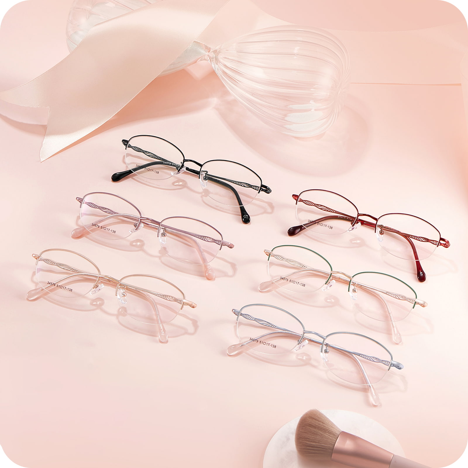 34579 Ochelari Office Asymmetric Hollow Line din aliaj