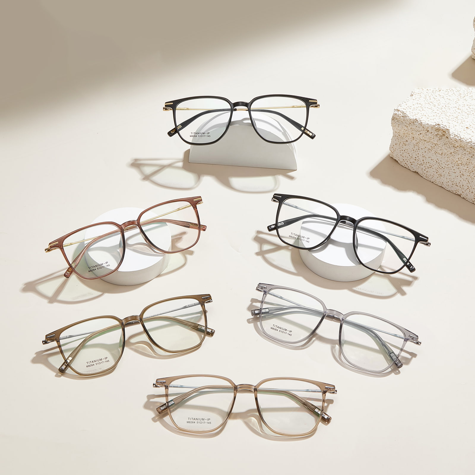 M8264 Ochelari de titan Bamboo β ușori și durabili