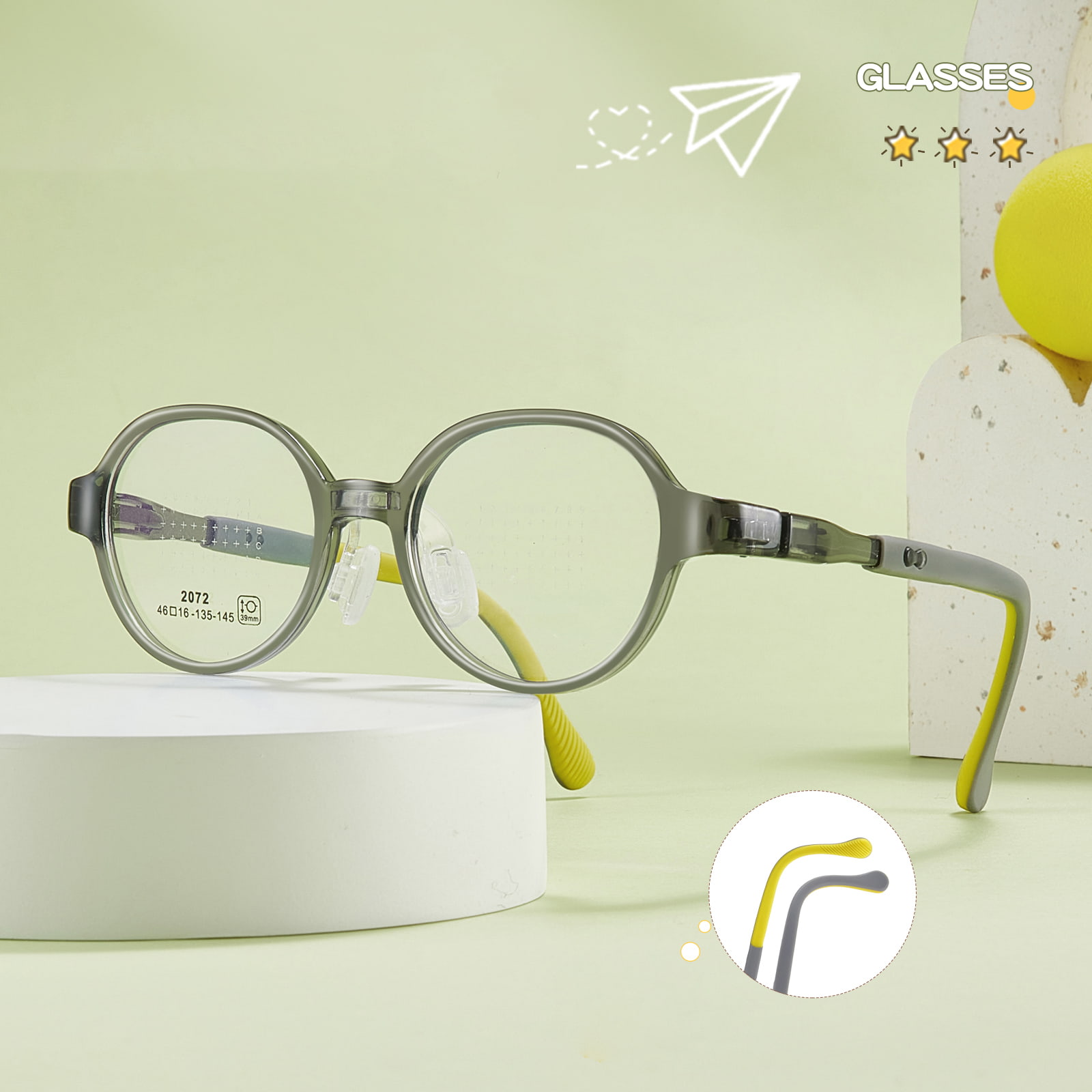 2072 Ochelari pentru nas din silicon moale, cu balama pentru arc student