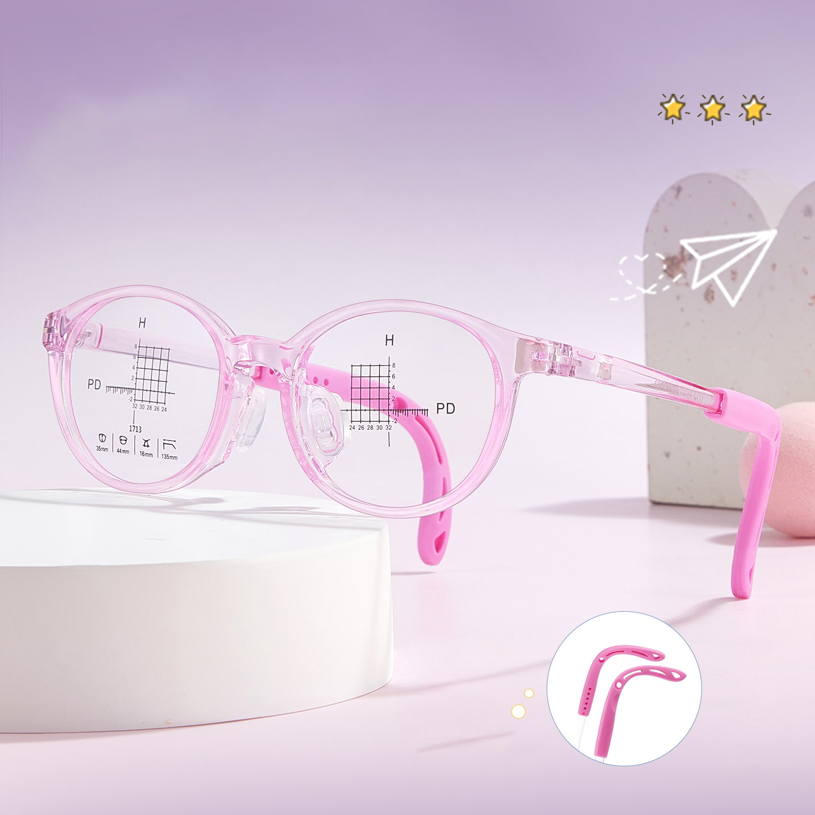 1713 Tâmple reglabile Tampoane confortabile din silicon moale Ochelari