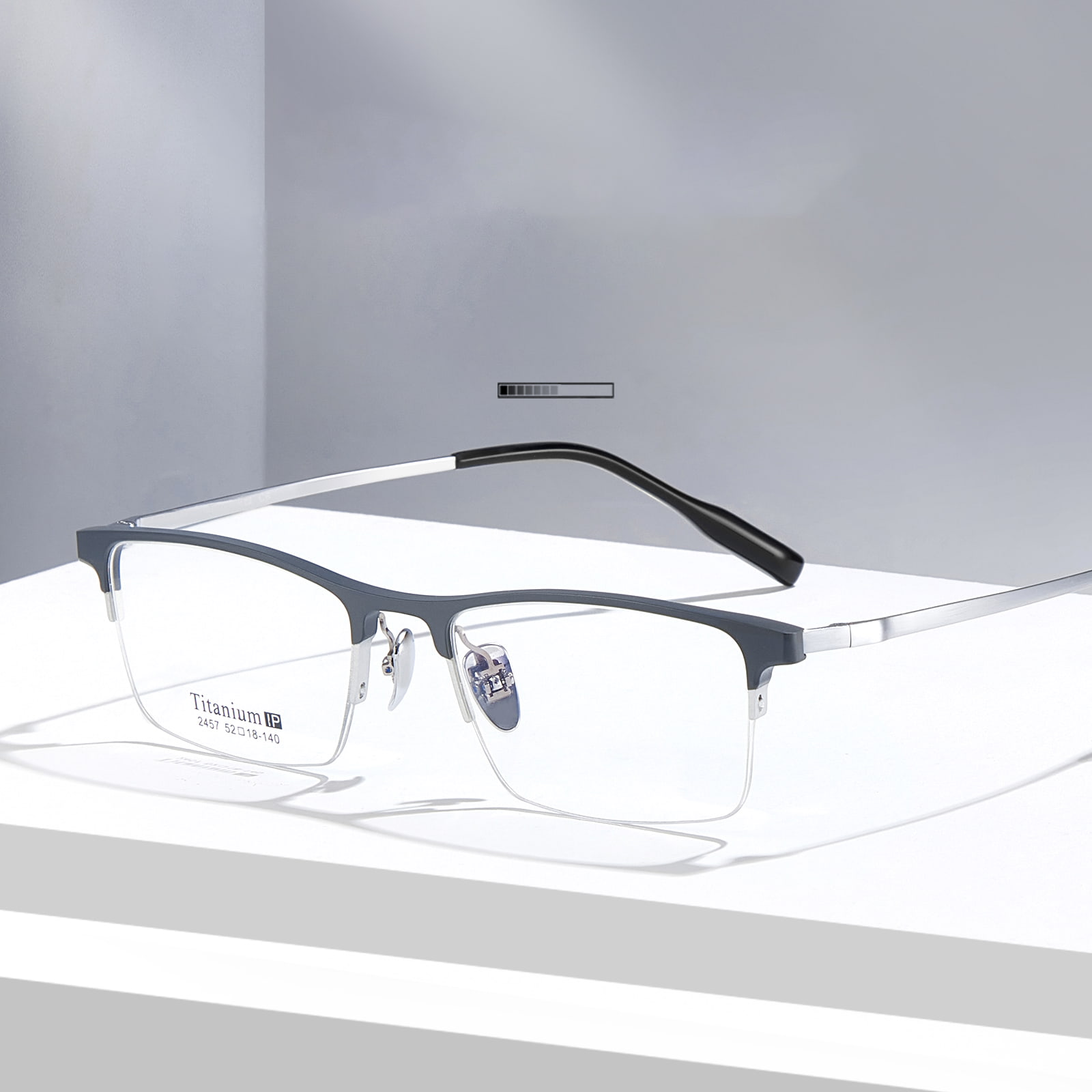 2457 Ochelari de magneziu din aluminiu rezistent la impact cu jumătate de cadru periat