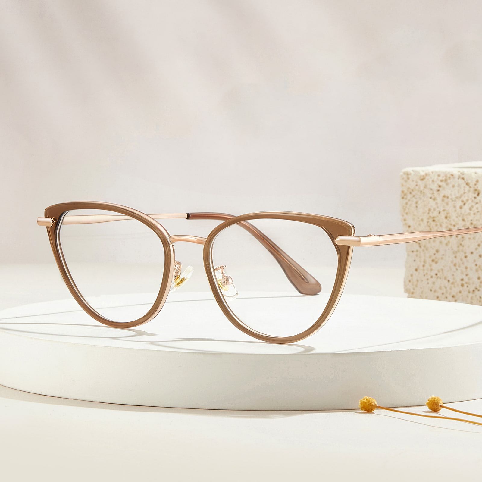 S11916 Ochelari anti-albastru cu margine metalica cu lipici auriu