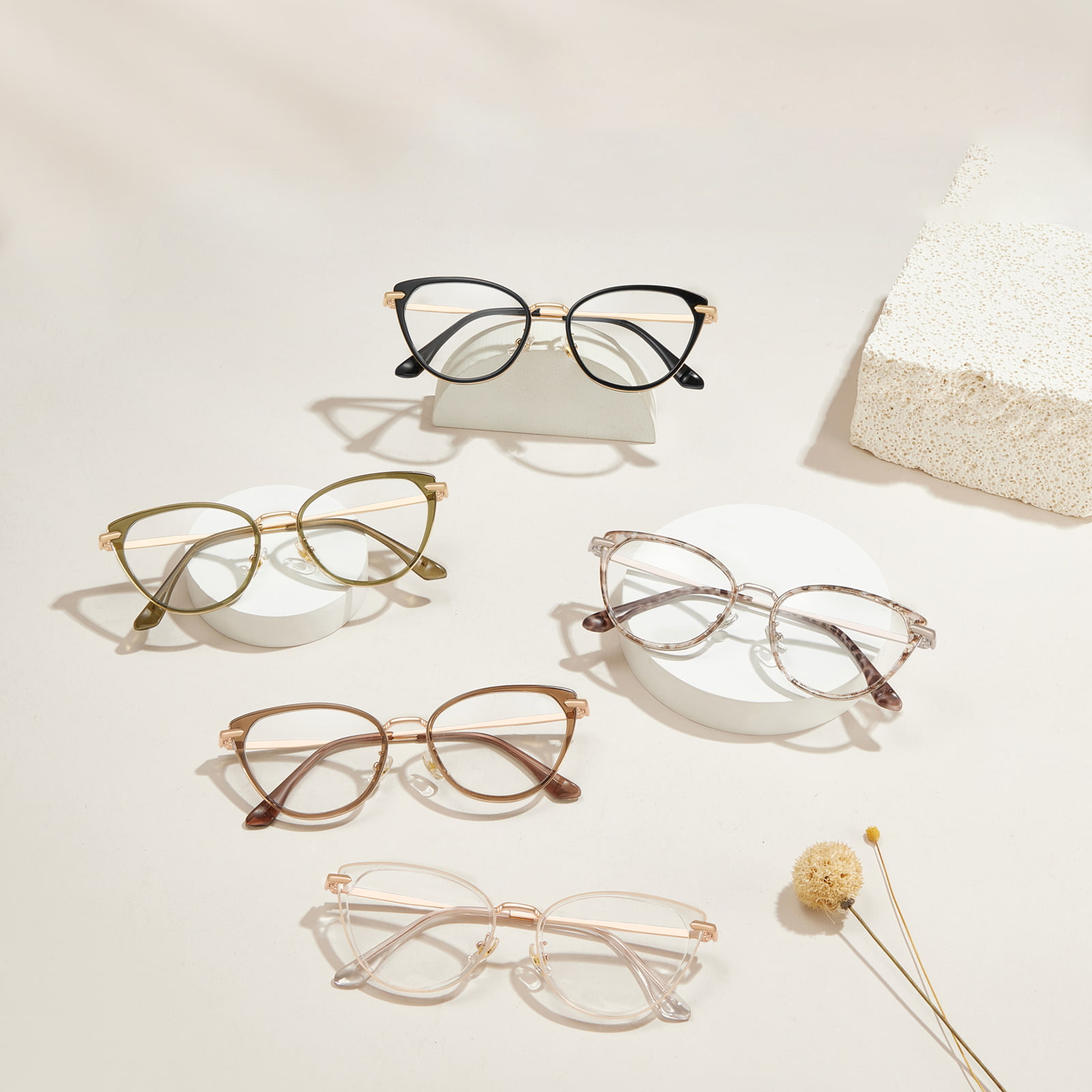S11916 Ochelari anti-albastru cu margine metalica cu lipici auriu