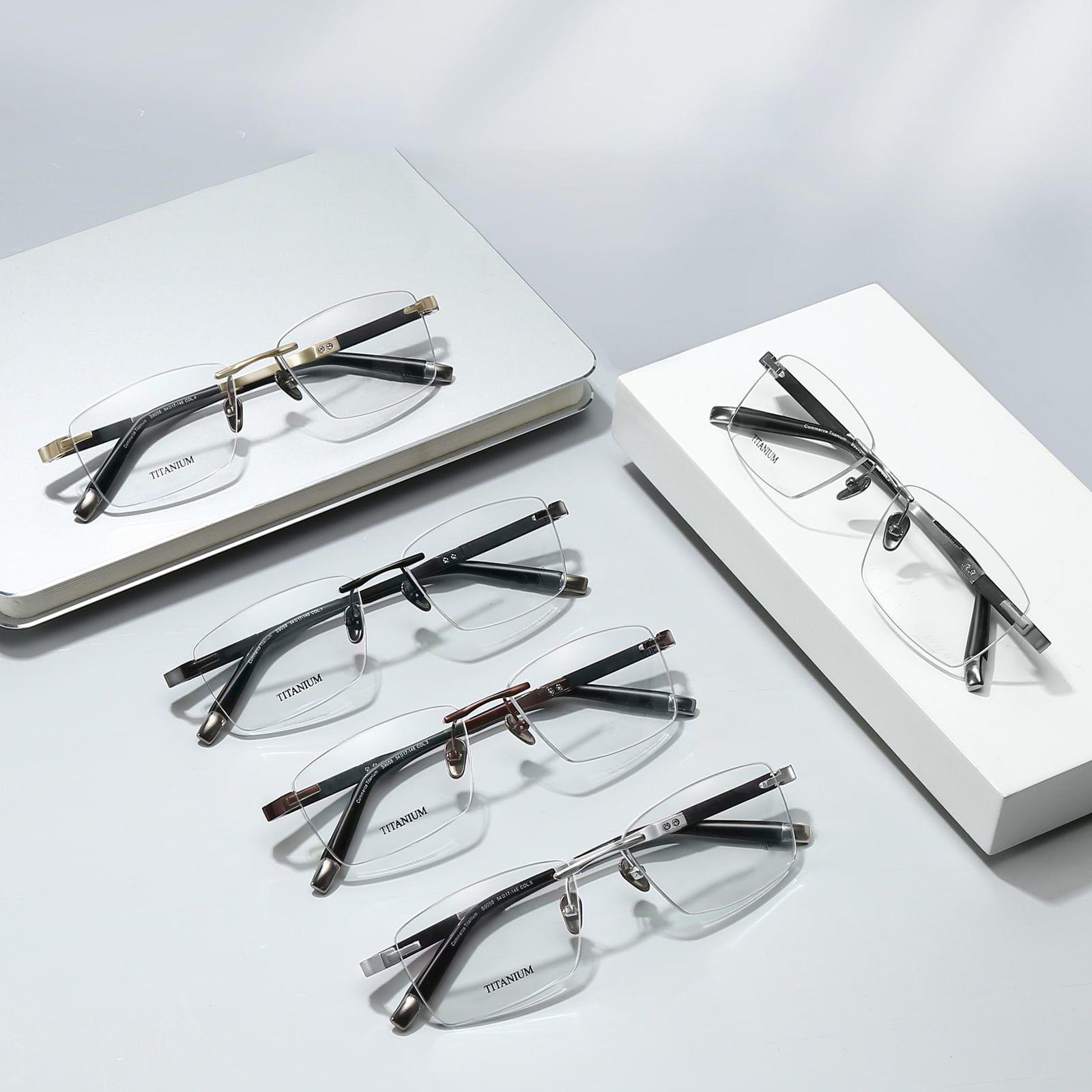 9058 Ochelari de titan pur anti-rupere fără ramă